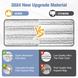 Flat Mop Pads, 6 Pack Microfiber Mop Heads Refills Compatible with Joy-MOOP Flat Mop or Mop Bucket Set, Washable Squeeze Cleaning Mop Heads Replacement for Oshang Bosheng Mop - 13" X 4.9", Grey/Stripe