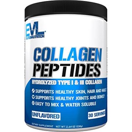 Evlution Nutrition Polvo de pptidos de colgeno hidrolizado, colgeno ultra puro tipo I y III, crecimiento del cabello y las uas, salud sea y...        