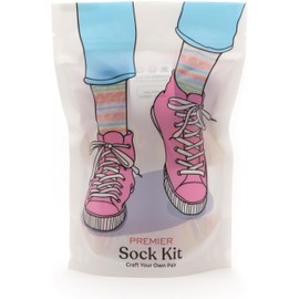Premier Yarns Sock Kit, All The Supplies You Need to Knit or Crochet a Pair of Socks, 2154-13 Happy Hour