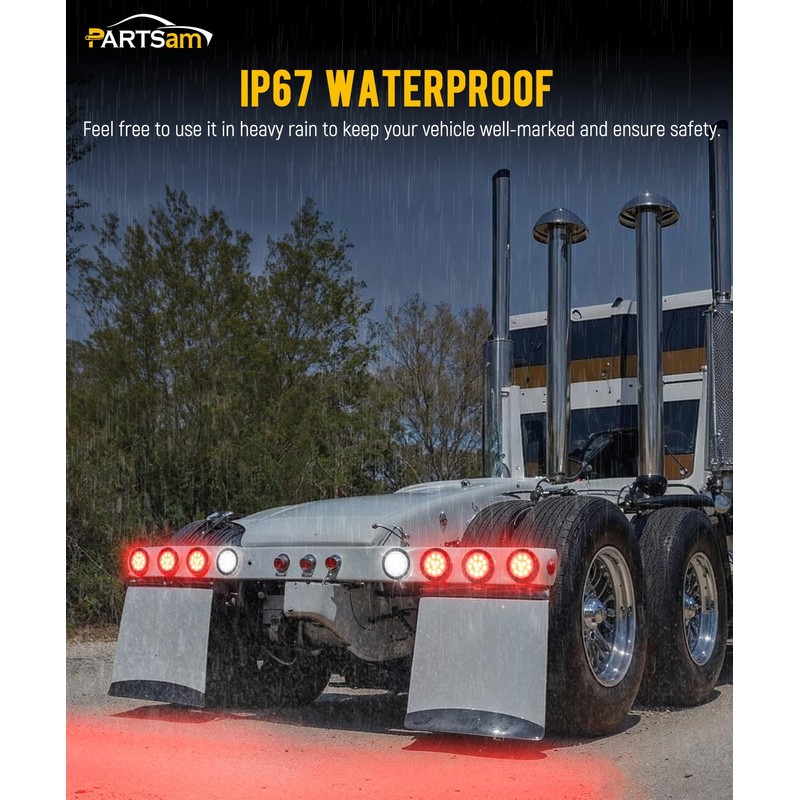 Partsam 6Pcs 4 Inch Round LED Trailer Tail Lights Kit