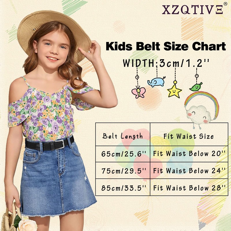 XZQTIVE Children's Stretch Belt for Girls and Boys Braided Belt