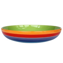 Purity Style Hand Painted Rainbow Stripe Ceramic 22 cm Pasta Bowl