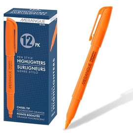 Merangue Pen Highlighters, Chisel Tip, Fluorescent Orange, 12 Pack
