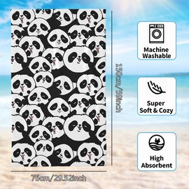 Panda Beach Towel Quick Drying Bath Towel Ultra Absorbent Super Soft Beach Blanket Pool Travel Swimming Shower Towel Beach Towel for Children Oversized Bath Towel for Bath, Beach, Pool 75 x 150 cm