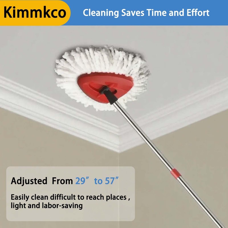 Kimmkco Spin Mop Replacement Handle, 4-Section 30-to-58 inch Mop Stick