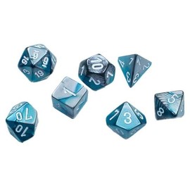 Chessex - Mini dadi in acciaio e foglia di tè con numeri colorati, 10 mm, confezione da 7