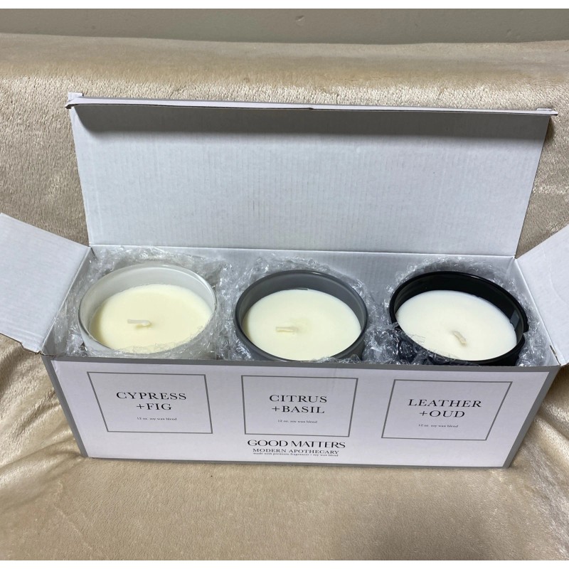 GOOD MATTERS Scented Luxury Candles, Modern Apothecary Gift Set (3