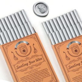 Wax Seal Kit, Wasole 40Pcs Silver Sealing Wax Sticks with Glue Gun + 2Pcs Wax Seal Pens for Wax Seal Stamp, Great for Wedding Invitations, Birthday Cards, Envelopes, Gift Wrapping (Silver)