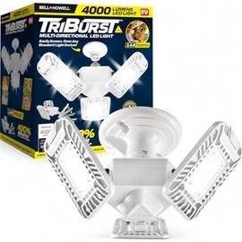 Bell+Howell Triburst Screw in LED Garage Lights, 4000LM LED Shop Lights for Garage, Shed, Attic, Screw-in E26/E27, 3 Light Panels, Easy to Install, 4000K