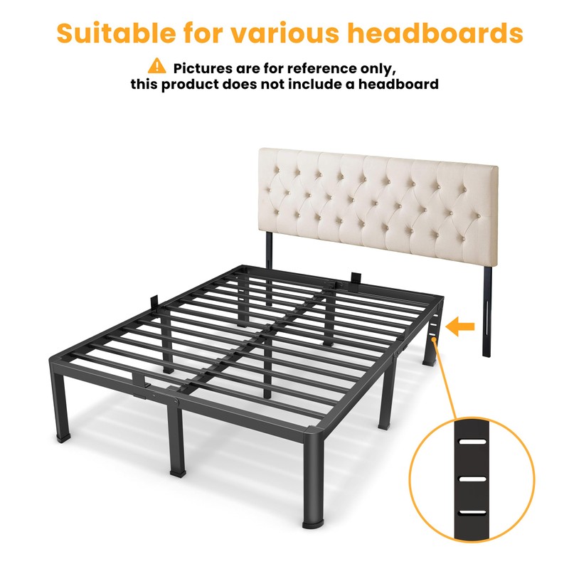 Superay 16 Inch Queen Size Metal Platform Bed Frame with