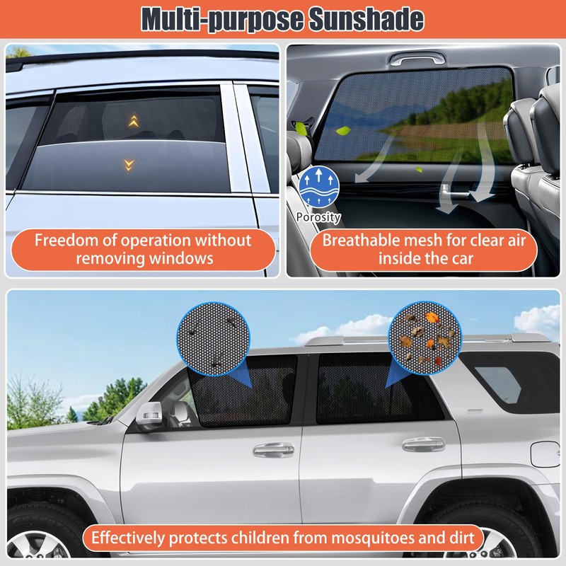 XCBYT Car Window Shades for 2011-2023 4Runner Sun Shade for