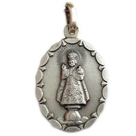 Prague Jesus Medal 925 Sterling Silver, Silver, No Gemstone