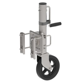 TOWKING 8" Spoke Wheel Trailer Jack, 10" Vertical Movement, 1500 lbs, for RV, Boat, Trailer and More, Silver