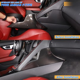 JONKOKO Car Center Control Side Cover Trim for Jaguar F-Type 2013-2024 Auto Passenger Side Protects Knees Dcorative Panel Interior Accessories (Carbon Fiber)