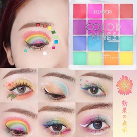 UNYOKE Mini 16 Cool Shade Eyeshadow Palette Black Smokey Matte Glitter Eyeshadow Palette Smokey Eye Shadow Palette (#Rainbow Plate)