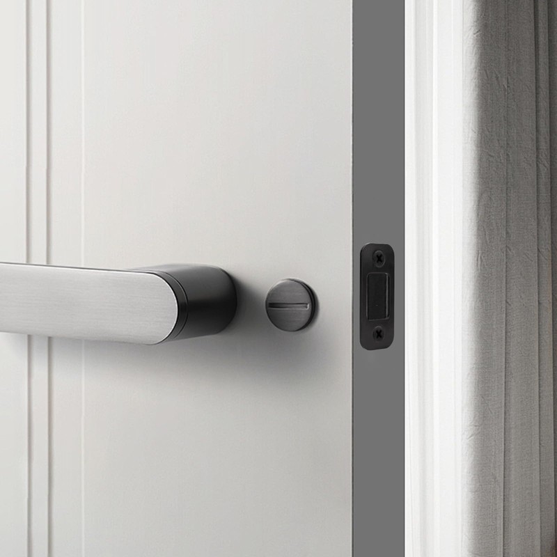 Deadbolt Strike Plate Black, 1" x 2-1/4" Round Corner Matte