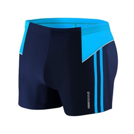 sesto senso Men's Swimming Trunks Tight Swimming Trunks M to 4XL Tight Swimwear Swimming Shorts, Dark Blue Blue White - Volume 384