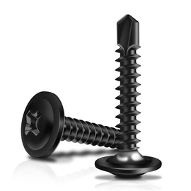 Marysino 200Pcs #8 x 1 Black Self Tapping Screws for Metal, 410 Stainless Steel, Sheet Metal Screws for Metal, Black Truss Head Screws Quick Tapping