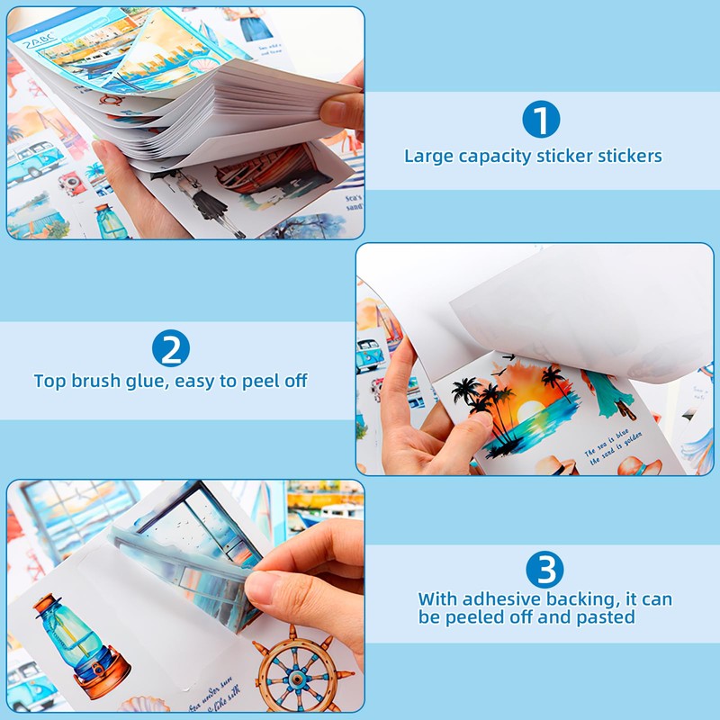 20 Pcs Ocean Stickers for Scrapbooking, Waterproof Decorative Stickers with