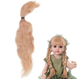 PH PandaHall Blonde Doll Wig Mohair Hair Wefts Long Curly Wig Artificial Dolls Hair Figurine Wigs Faux Hair Extensions Replacement Wig for DIY Doll Puppets Making Arts Supplies Hair Crafts 9 Inch Long