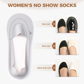 no Show Socks Womens (Sizes 5-8 in) Ice Silk Ankle Socks, 3 Pairs Low Cut Invisible Non-Slip Fits All Shoes