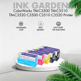 qunlong Remanufactured Ink Cartridges - Compatible with TM-C3500 TMC3500 C3510 C3520 Printer - SJIC22P Replacement - 5 Pack