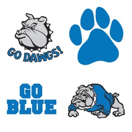 Sports Spirit Temporary Tattoos / 100 Mini Team & School Spirit Designs/Skin Safe/Removable (Blue Dawgs)
