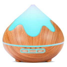 Essential Oil Diffuser for Home,500ML Aromatherapy Diffuser,Ultrasonic Cool Mist Humidifier with Remote Control,4 Timer Settings,7 Color LED Light, Waterless Auto Shut-Off,Light Wood Grain