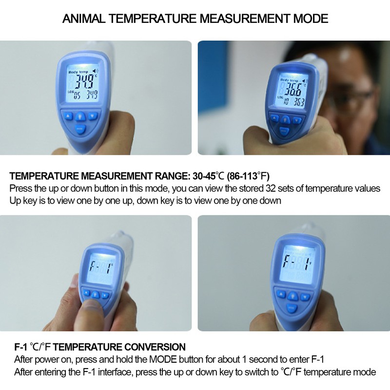 Pig Non Contact Infrared Thermometer Livestock Temperature Scanner with Digital