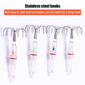 Fishing Squid Jigs, Glitter Octopus Lure Light with Hook Luminous Fishing Baits for Freshwater Saltwater