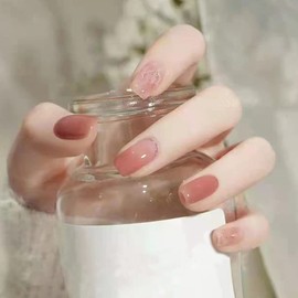 Gradient Nails Set of 24 Nail Tips, French Fake Nails for Take Photos, Weddings, Coming-of-age Ceremonies, Parties, After-parties, Pearls, Rhinestone