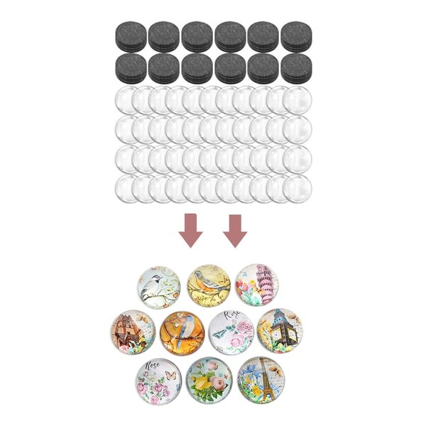 72-Piece Craft Magnets Glass Magnet Set - Adhesive Backed Transparent
