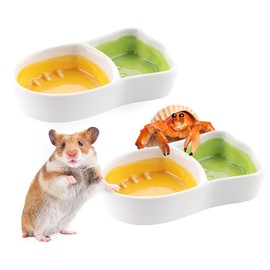 2 Pack Hermit Crab Ceramic Food and Water Bowl Hamster Anti-Turning Feeding Dish for Hamster Sugar Glider Hermit Crab Small Animals