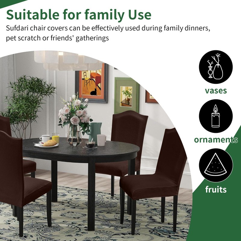 Sufdari Dining Chair Covers Set of 6 - Non-Slip Spandex