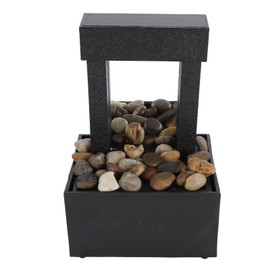 Fuente de Agua de Mesa Interior, Fuente Decorativa de Cascada con Espejo con Luz LED, Fuente de Flujo de Agua de Escritorio, Apagado Automático para Oficina, Hogar, Meditación de