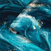 HOMETITUTE Ocean Wave Peel Stick Wallpaper 15.7x39.4 Blue Green Fluid
