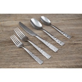 Cambridge Silversmiths 268320R Blossom Sand 20-Piece Flatware Silverware Set, Service for 4, Stainless Steel, Includes Forks/Knives/Spoons, Brushed Finish