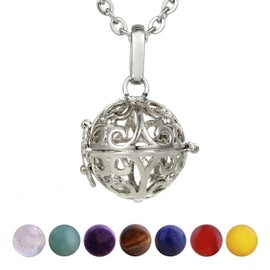 Morella Ladies' Necklace 70 cm Stainless Steel with Charm and 7 Gemstone Chakra Beads, In Gift Bag, Stainless Steel