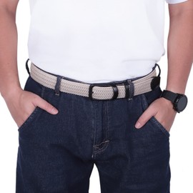 Lovionus89 Men's Golf Belt, Width 3.4 cm, Adjustable Woven Braided Stretch Belt for Casual Jeans, khaki