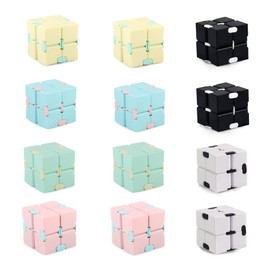 12 Pcs Infinity Cubes, Fidget Sensory Toy for Passing Time, Mini Magic Puzzle Flip Toy for ADHD, Flip Cube for Stress & Anxiety Relief - for Teens Adults (Macarone Color)