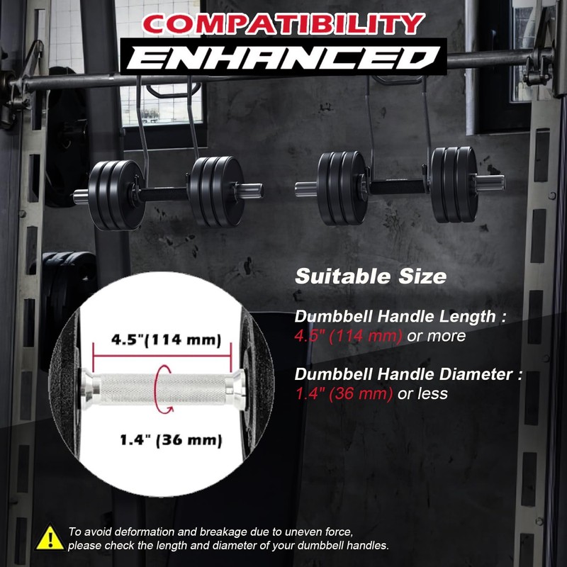 Dumbbell Spotter Hooks for bench press connecting and hanging dumbbells