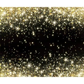 Black and Gold Backdrop for Photography 10x8ft Fabric Gold Glitters Backdrops Black Gold Birthday Party Decor Shining Backdrops for Birthday,Graduation,Wedding,Prom,New Year Party