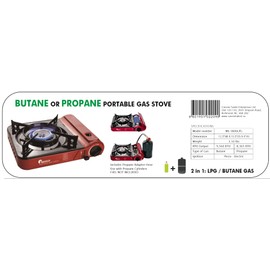 Maxsun Butane or Propane Dual Fuel Portable Gas Stove MS-3800LPG (Red), Up to 9,560BTU High Power, Camp Stove, with Carrying Case