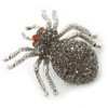 Dim Grey Pave-set Diamante 'Spider' Brooch In Burn Silver -