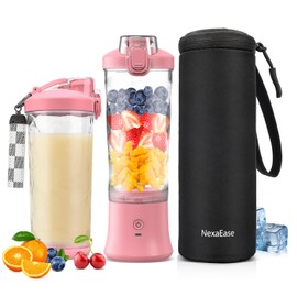 Portable Blender with Insulated Sleeve - Personal Juicer 20 Oz Blender Cup for Protein Shakes and Smoothies with 6 Blades, USB Rechargeable,Travel Lid-Mini Small Blender for Kitchen, Office,Gym,Travel