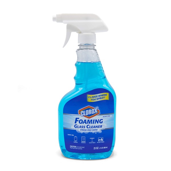 Clorox Foaming Glass Cleaner Trigger Spray | All Purpose Window and Glass Cleaner Spray | Window Cleaning Spray | Streak-Free & No-Drip formula Glass Cleaners for Windows and Mirrors, 23 Oz