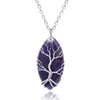 Thajaling Vintage Amethyst Reiki Healing Crystal Pendant Necklace Silver Tree