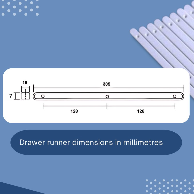 20 (10 Pairs) of White Plastic Drawer Runners with Screws