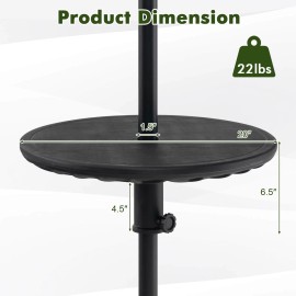 Costway 20" Patio Adjustable Umbrella Table w/ 1.5" Umbrella Hole All-weather Table Tray