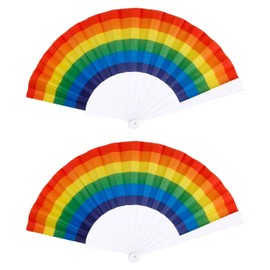 CWPFVQA Pack of 2 rainbow folding fans, rainbow colour gradient design, foldable and portable, lightweight and easy to carry, suitable for outdoor and indoor use.
